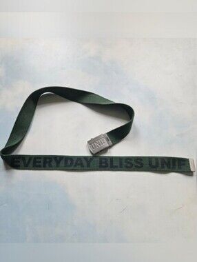 UNIF Dark Green "EVERYDAY BLISS" Webbing Belt with Metal Buckle Slide Belt OS